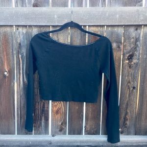 Black Long Sleeve Crop Top
